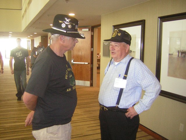 (4804)  Robert Mix having a chat with Donald Smith.